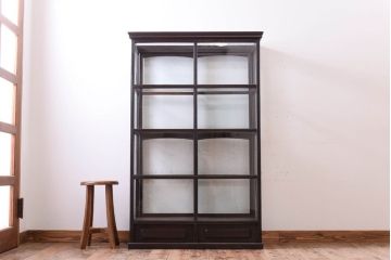 アンティーク家具　総栗材!大正ロマン　和製アンティークのガラスケース