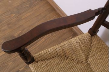 中古美品　松本民芸家具　#48型　ラッシ座面　スピンドルアームチェア(定価約14万9千円)(椅子)(3)