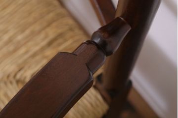 中古美品　松本民芸家具　#48型　ラッシ座面　スピンドルアームチェア(定価約14万9千円)(椅子)(3)