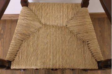 中古美品　松本民芸家具　#48型　ラッシ座面　スピンドルアームチェア(定価約14万9千円)(椅子)(3)
