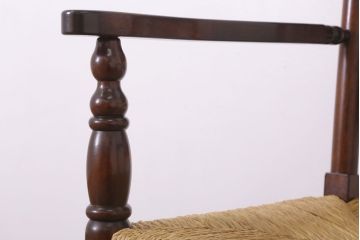 中古美品　松本民芸家具　#48型　ラッシ座面　スピンドルアームチェア(定価約14万9千円)(椅子)