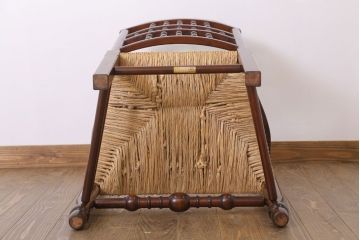中古美品　松本民芸家具　#48型　ラッシ座面　スピンドルアームチェア(定価約14万9千円)(椅子)
