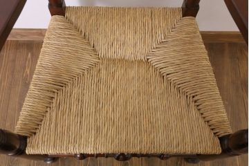 中古　松本民芸家具　美品　#48型　ラッシ座面　スピンドルアームチェア(定価約14万9千円)(椅子)(1)