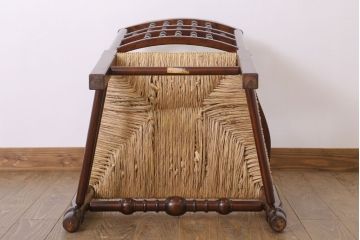 中古　松本民芸家具　美品　#48型　ラッシ座面　スピンドルアームチェア(定価約14万9千円)(椅子)(1)