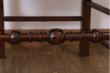 中古　松本民芸家具　美品　#48型　ラッシ座面　スピンドルアームチェア(定価約14万9千円)(椅子)(1)