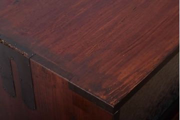 アンティーク家具　和製アンティーク 結霜ガラスが入ったローボード(箪笥・ローチェスト)