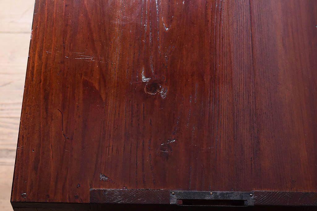 アンティーク家具　和製アンティーク 結霜ガラスが入ったローボード(箪笥・ローチェスト)