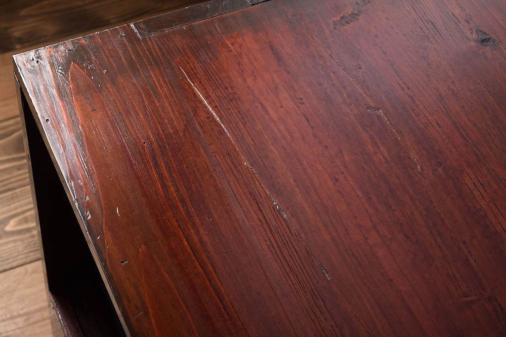 アンティーク家具　和製アンティーク 結霜ガラスが入ったローボード(箪笥・ローチェスト)