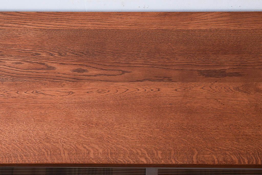 アンティーク家具　天板オーク材　モールガラス入り!アンティークペイントのローボード