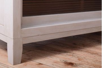 アンティーク家具　天板オーク材　モールガラス入り!アンティークペイントのローボード