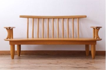 中古　タモ材製　無垢材のお洒落な3人掛けソファ(ベンチ)