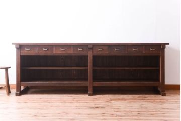 レトロ家具　アンティーク　特大サイズ　昭和レトロな木製作業台(カウンターテーブル)