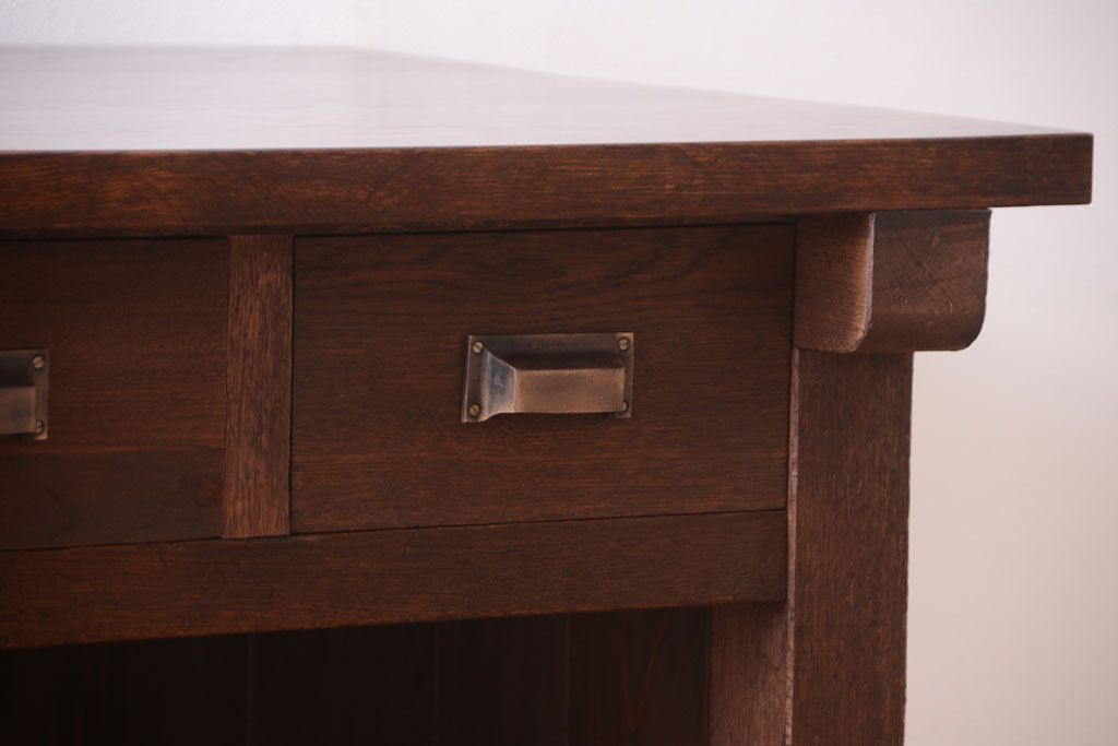 レトロ家具　アンティーク　特大サイズ　昭和レトロな木製作業台(カウンターテーブル)