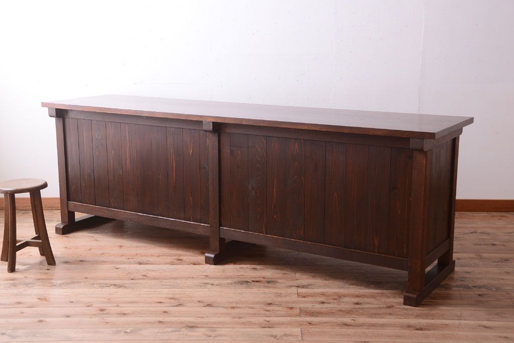 レトロ家具　アンティーク　特大サイズ　昭和レトロな木製作業台(カウンターテーブル)