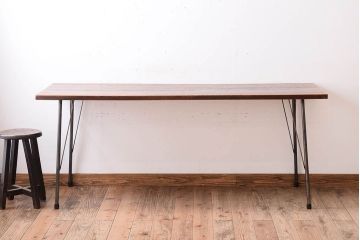 アンティーク家具　古材 大判一枚板!アンティークの鉄脚テーブル(作業台、机)