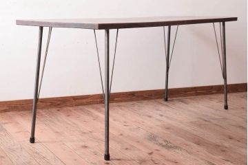 アンティーク家具　古材 大判一枚板!アンティークの鉄脚テーブル(作業台、机)