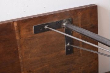 アンティーク家具　古材 大判一枚板!アンティークの鉄脚テーブル(作業台、机)