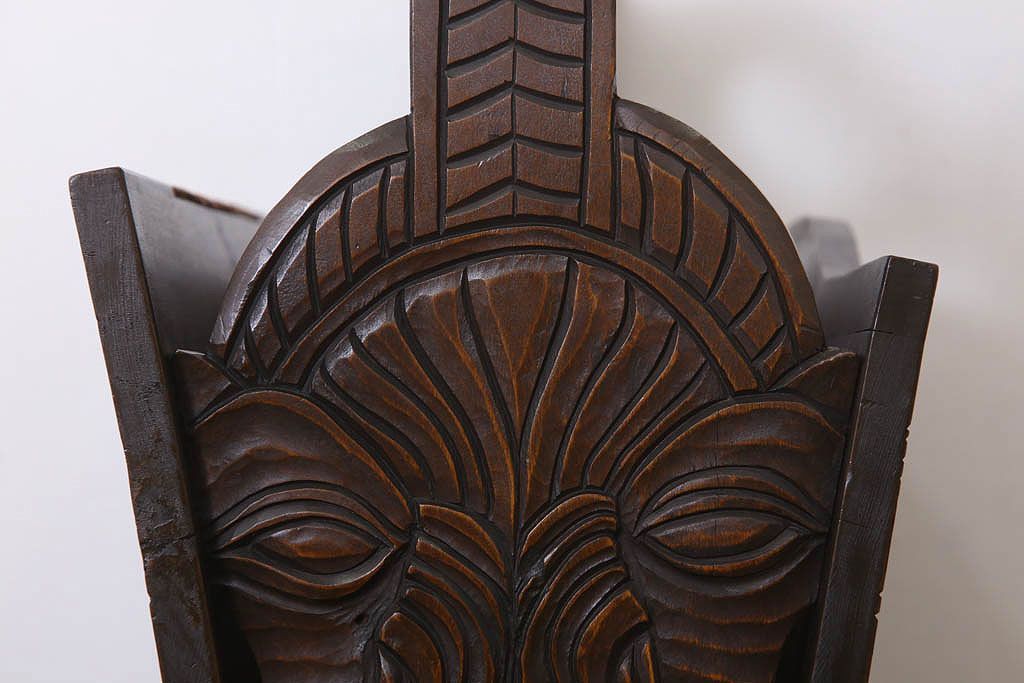 アンティーク雑貨　和製アンティーク　古い木の彫刻入りマガジンラック