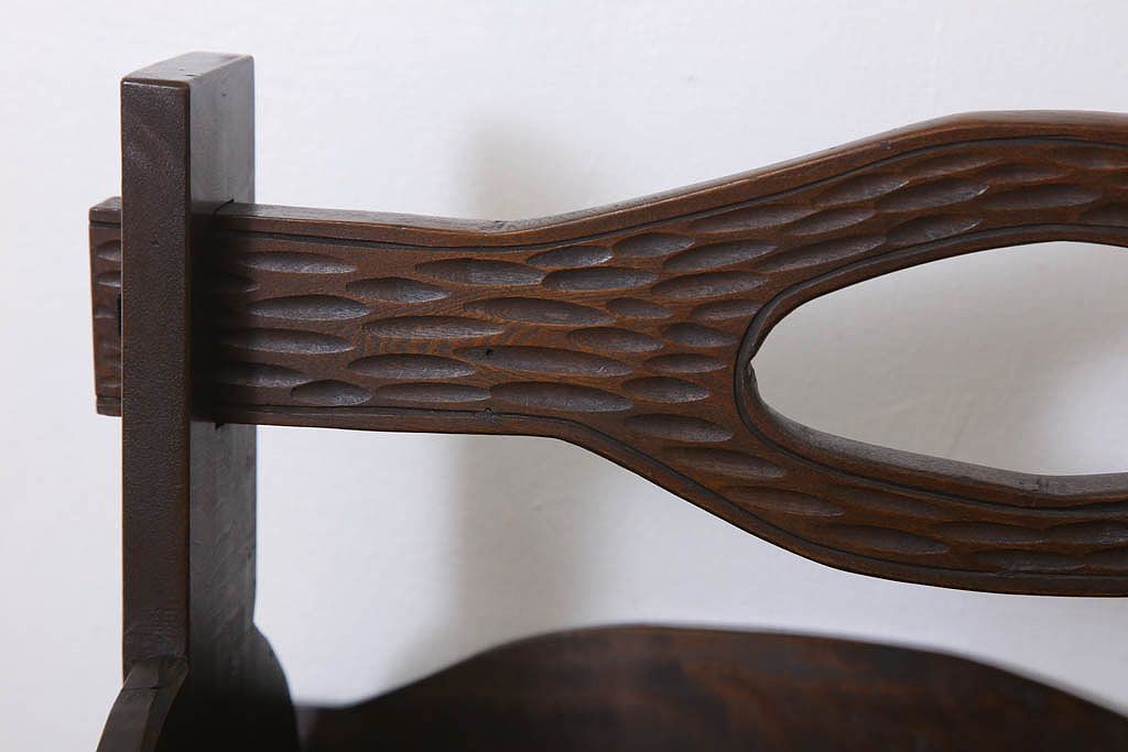 アンティーク雑貨　和製アンティーク　古い木の彫刻入りマガジンラック