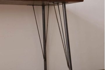 アンティーク家具　古材天板一枚板!アンティーク鉄脚テーブル(作業台、机)(1)