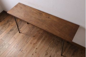 アンティーク家具　古材天板一枚板!アンティーク鉄脚テーブル(作業台、机)(2)