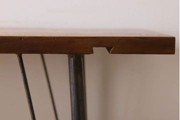 アンティーク家具　古材天板一枚板!アンティーク鉄脚テーブル(作業台、机)(2)