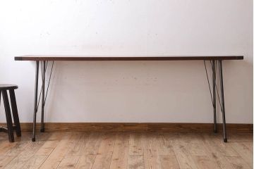 アンティーク家具　古材天板!アンティーク鉄脚テーブル(作業台、机)(3)