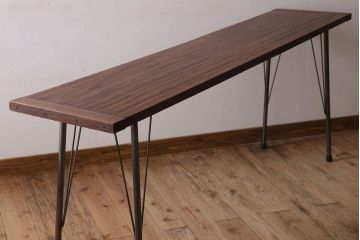 アンティーク家具　古材天板!アンティーク鉄脚テーブル(作業台、机)(3)
