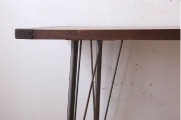 アンティーク家具　古材天板!アンティーク鉄脚テーブル(作業台、机)(3)