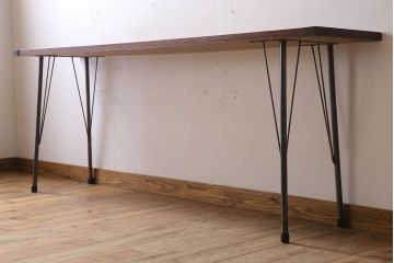 アンティーク家具　古材天板!アンティーク鉄脚テーブル(作業台、机)(3)