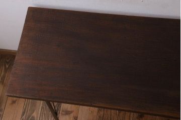 アンティーク家具　古材一枚板天板のアンティーク鉄脚テーブル(作業台、机)(1)