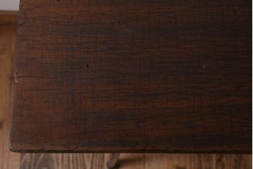 アンティーク家具　古材一枚板天板のアンティーク鉄脚テーブル(作業台、机)(1)