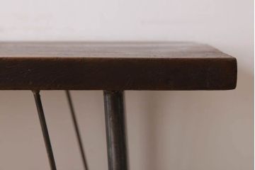 アンティーク家具　古材一枚板天板のアンティーク鉄脚テーブル(作業台、机)(1)