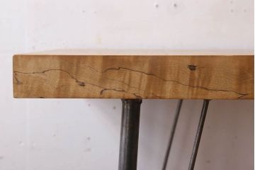 アンティーク家具　古材一枚板天板のアンティーク鉄脚テーブル(作業台、机)(2)