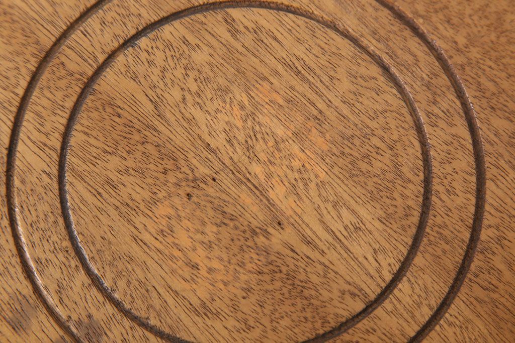 アンティーク家具　ラワン材製　和製アンティークのシンプルな丸スツール(1)