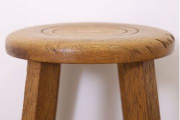 アンティーク家具　ラワン材製　和製アンティークのシンプルな丸スツール(2)