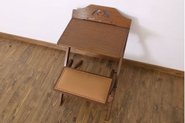 アンティーク家具　和製アンティーク　古い木製のリーディングデスク(折りたたみ式学習机)(2)