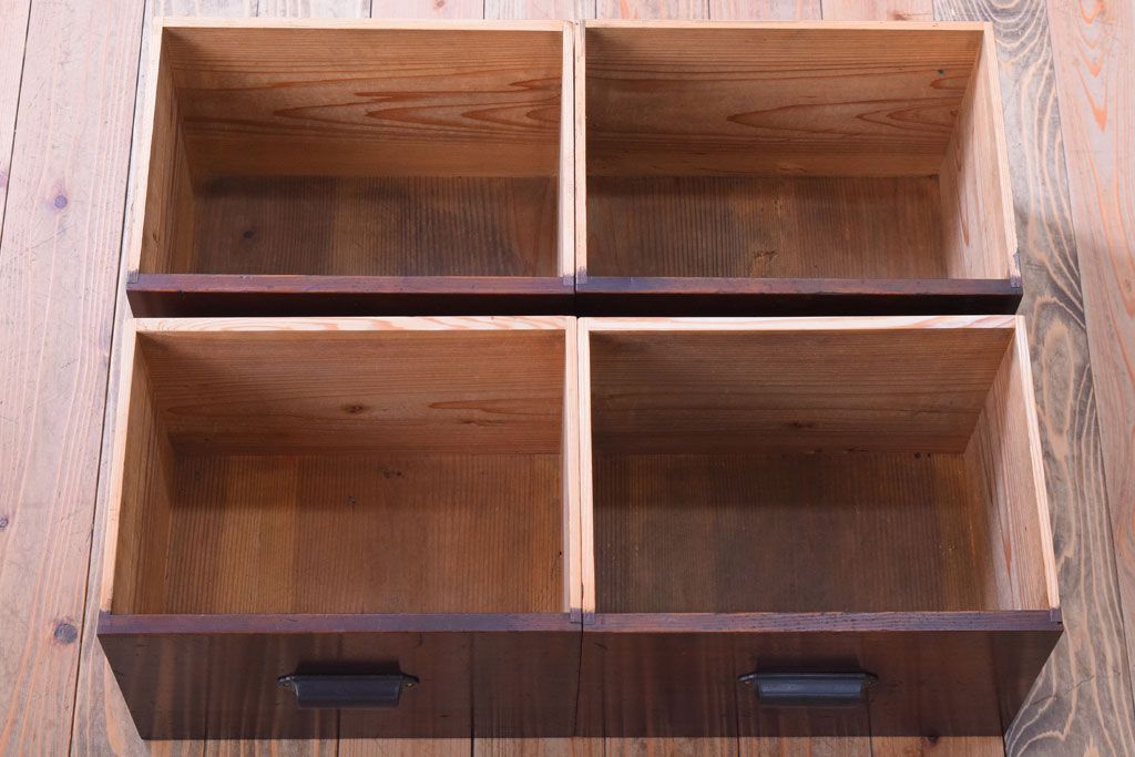 【K様ご成約済・ご決済用】大正昭和期!古い木製の薄型ローチェスト(ローボード)