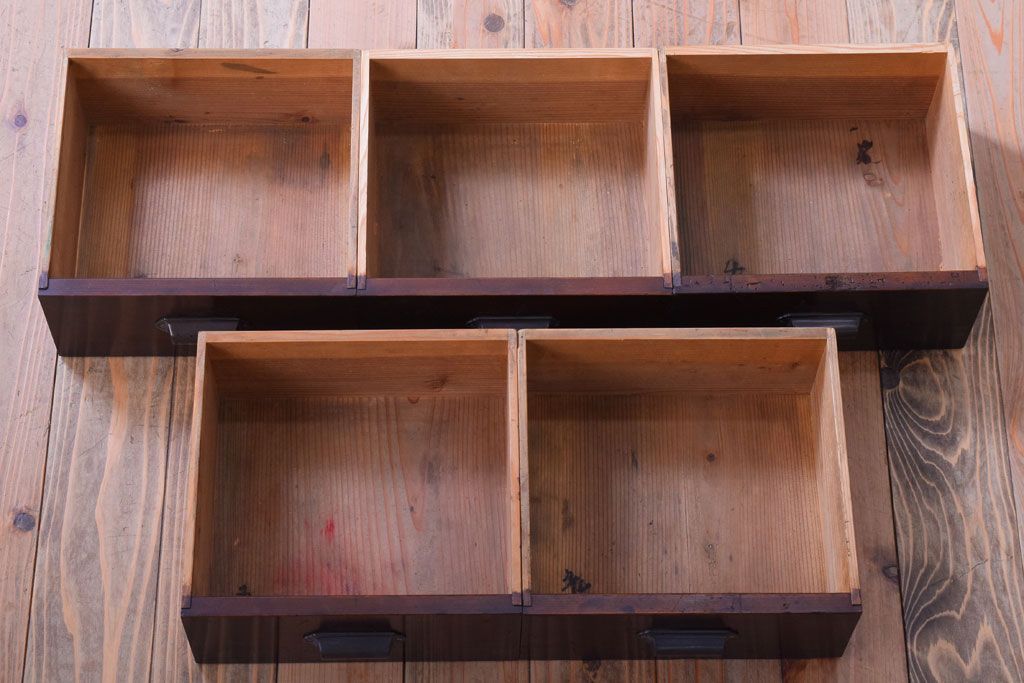 【K様ご成約済・ご決済用】大正昭和期!古い木製の薄型ローチェスト(ローボード)