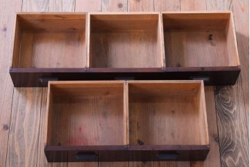 【K様ご成約済・ご決済用】大正昭和期!古い木製の薄型ローチェスト(ローボード)