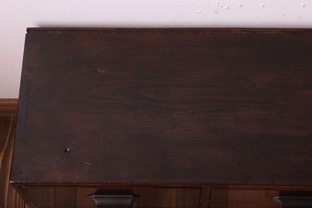 【K様ご成約済・ご決済用】大正昭和期!古い木製の薄型ローチェスト(ローボード)