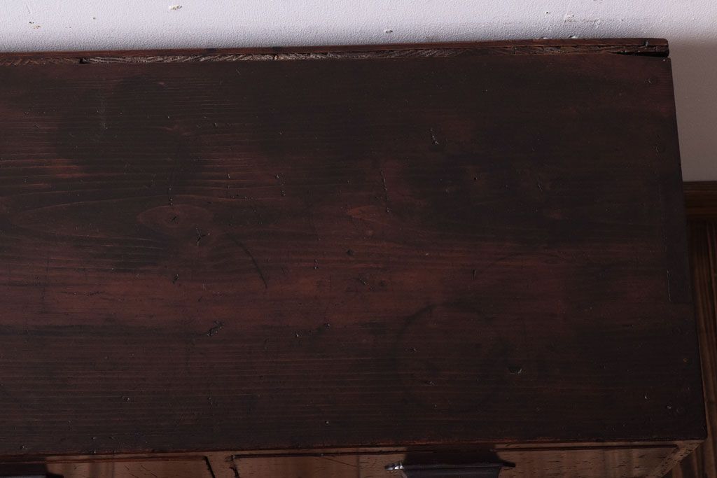 【K様ご成約済・ご決済用】大正昭和期!古い木製の薄型ローチェスト(ローボード)