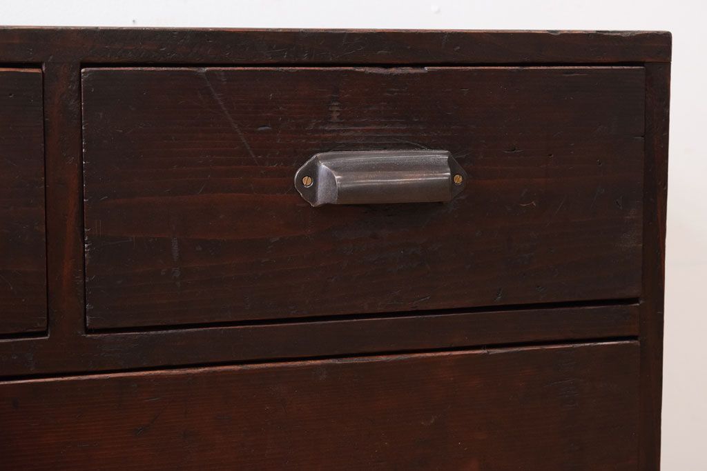 【K様ご成約済・ご決済用】大正昭和期!古い木製の薄型ローチェスト(ローボード)