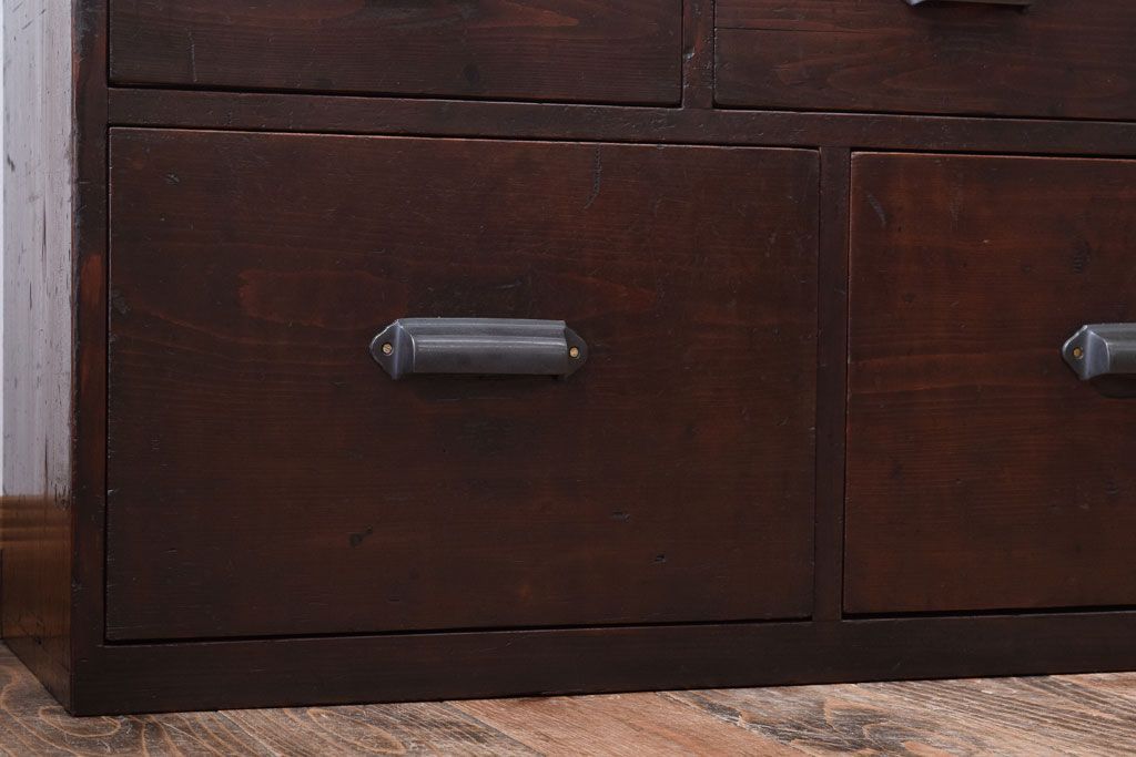 【K様ご成約済・ご決済用】大正昭和期!古い木製の薄型ローチェスト(ローボード)