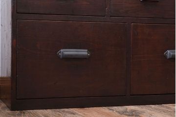 【K様ご成約済・ご決済用】大正昭和期!古い木製の薄型ローチェスト(ローボード)