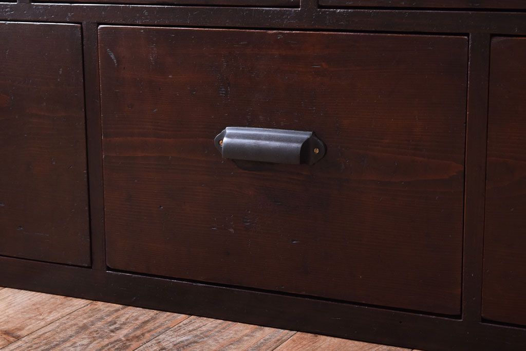 【K様ご成約済・ご決済用】大正昭和期!古い木製の薄型ローチェスト(ローボード)