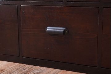 【K様ご成約済・ご決済用】大正昭和期!古い木製の薄型ローチェスト(ローボード)