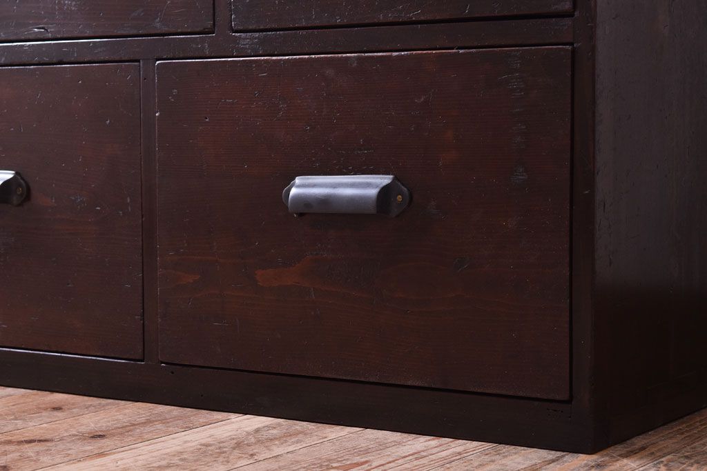 【K様ご成約済・ご決済用】大正昭和期!古い木製の薄型ローチェスト(ローボード)