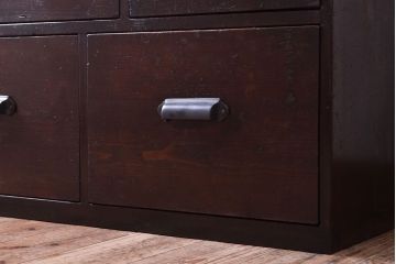 【K様ご成約済・ご決済用】大正昭和期!古い木製の薄型ローチェスト(ローボード)