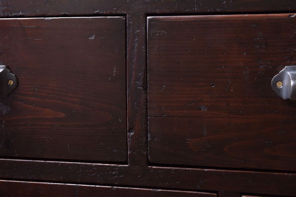 【K様ご成約済・ご決済用】大正昭和期!古い木製の薄型ローチェスト(ローボード)